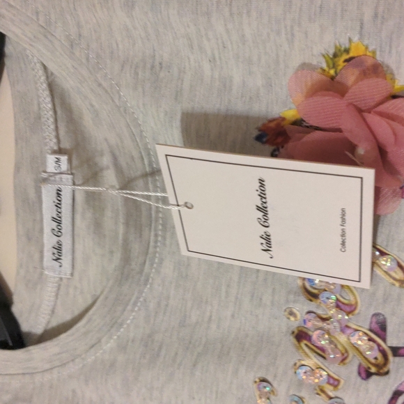 Nalie collection enjoy the ride sequin shirt sleeve shirt size s/m nwt - Picture 4 of 6